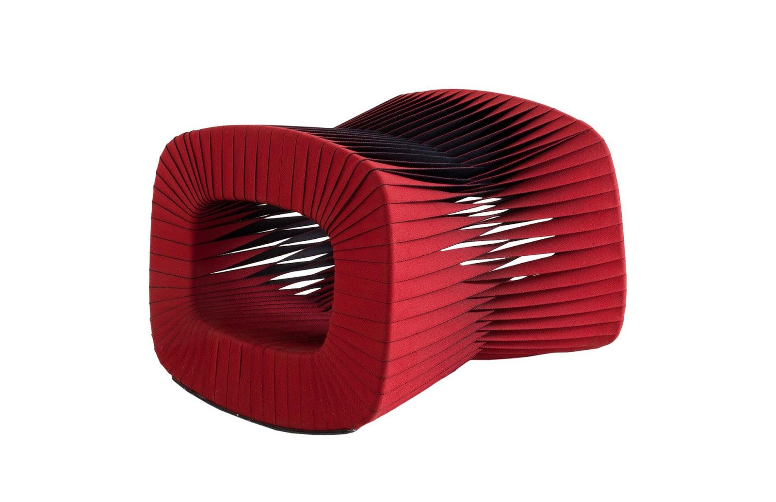 Phillips Collection Seat Belt Ottoman, Red OTTOMANS, POUFS, + STOOLS