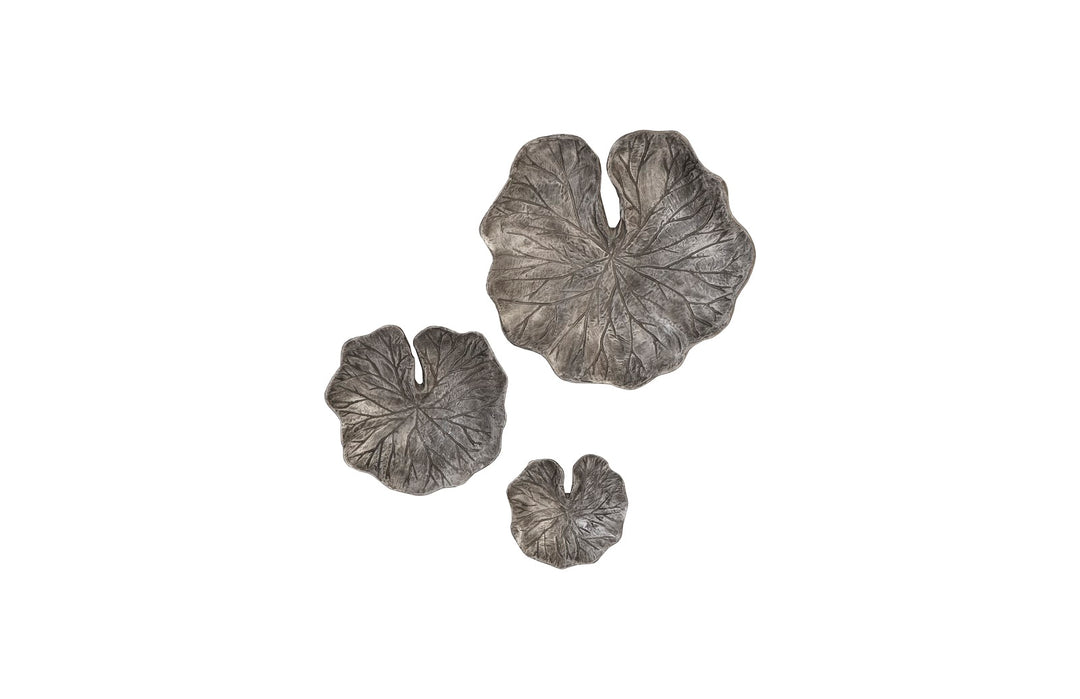 Lotus Leaf Wall Tiles, Set of 3, Black/Silver, Aluminum - Phillips Collection - AmericanHomeFurniture