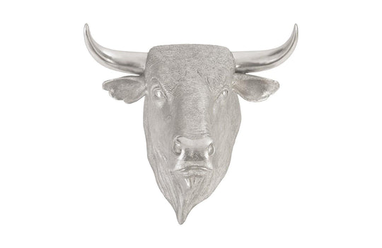 Phillips Collection Spanish Fighting Bull Wall Art, Resin, Silver Leaf WALL ACCENTS
