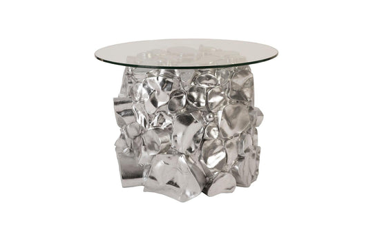 Phillips Collection Cairn Side Table, Resin, Silver Leaf ACCENT TABLES