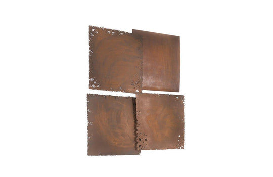 Phillips Collection Cast Square Oil Drum Wall Tiles, Resin, Rust Finish, Set of 4 WALL ACCENTS