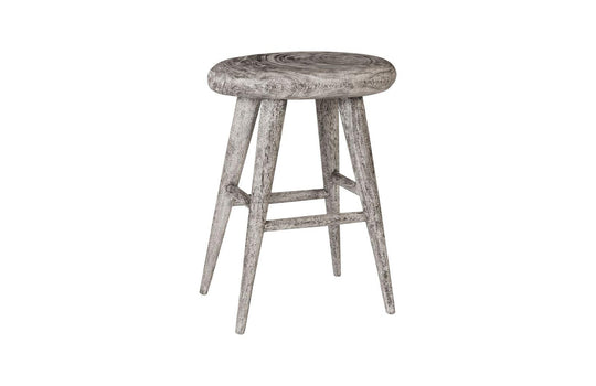 Phillips Collection Smoothed Counter Stool, Chamcha Wood, Gray Stone, Oval BAR STOOLS + COUNTER STOOLS