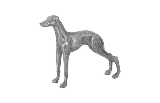 Phillips Collection Posing Dog Sculpture, Black/Silver, Aluminum DECORATIVE OBJECTS