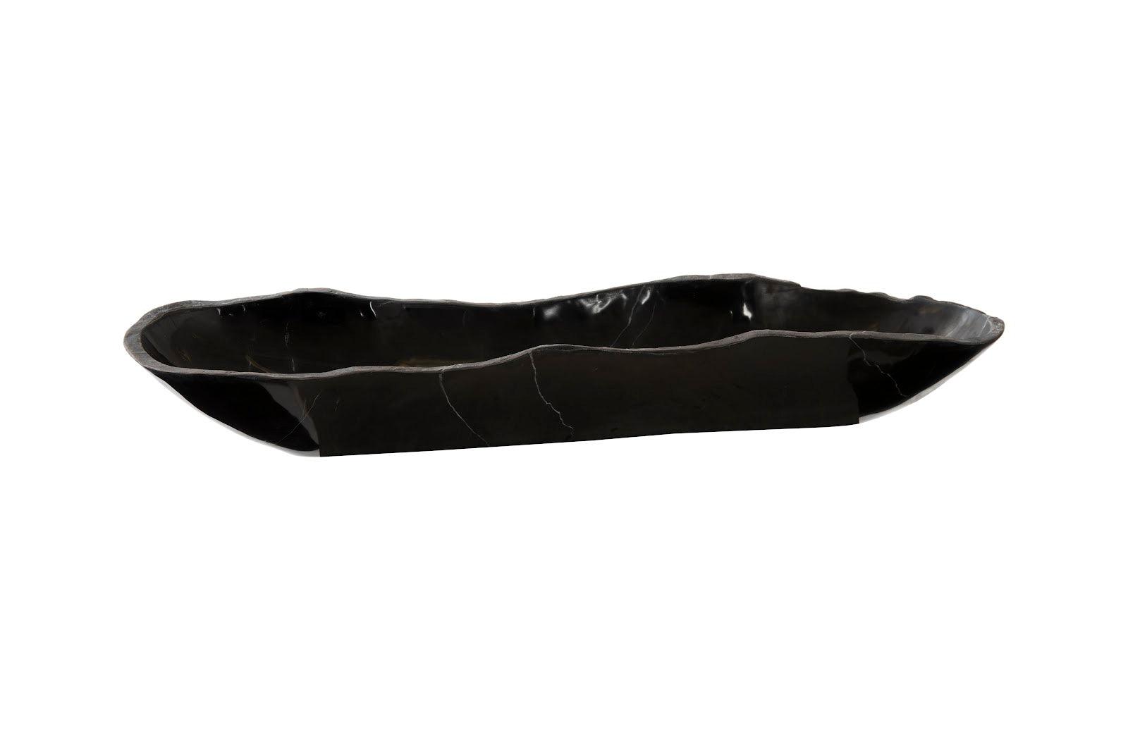 Phillips Collection Aragonite Canoe Bowl, Black, Medium DECORATIVE TRAYS, PLATES, + BOWLS