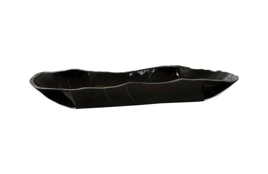 Phillips Collection Aragonite Canoe Bowl, Black, Medium DECORATIVE TRAYS, PLATES, + BOWLS