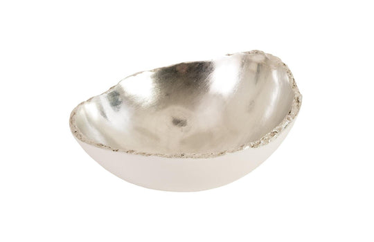 Phillips Collection Broken Egg Bowl, White and Silver Leaf DECORATIVE TRAYS, PLATES, + BOWLS
