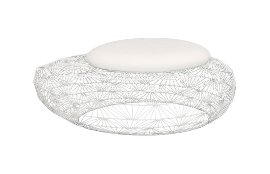 Phillips Collection Wire Mesh Stone Stool with Cushion, LG OTTOMANS, POUFS, + STOOLS