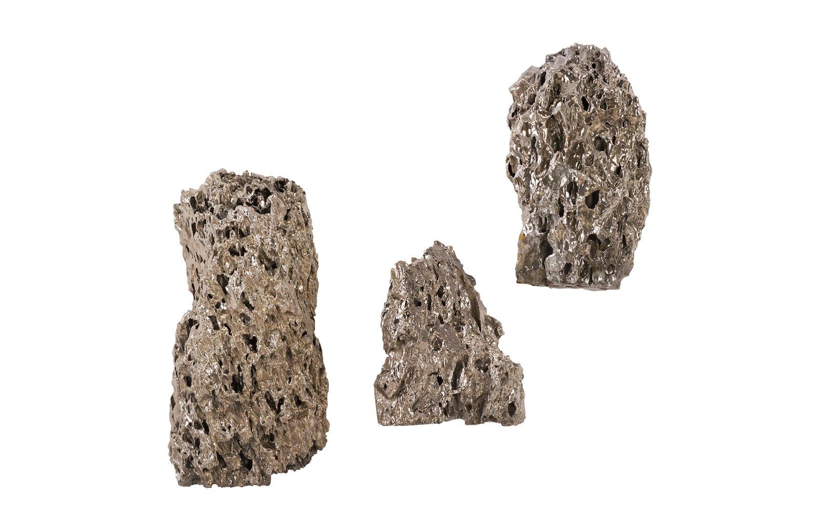 Phillips Collection Stalagmite Wall Art Chrome, Set of 3,  Assorted Size and Shape WALL ACCENTS