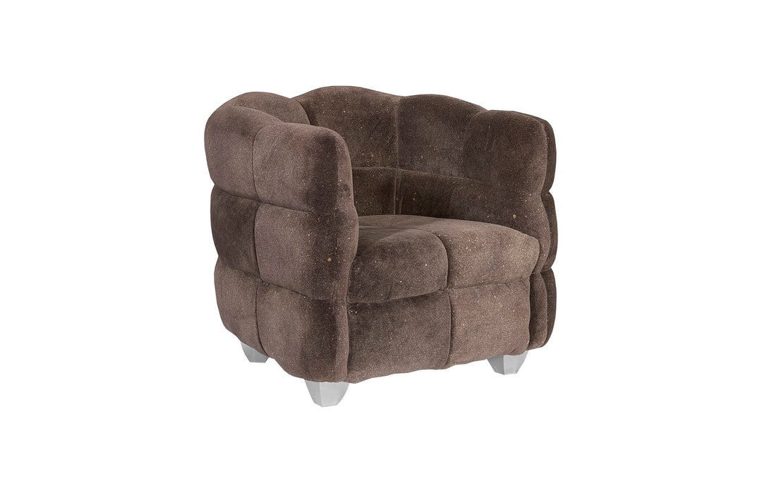 Cloud Club Chair, Distressed Gray Fabric, Stainless Steel Legs - Phillips Collection - AmericanHomeFurniture