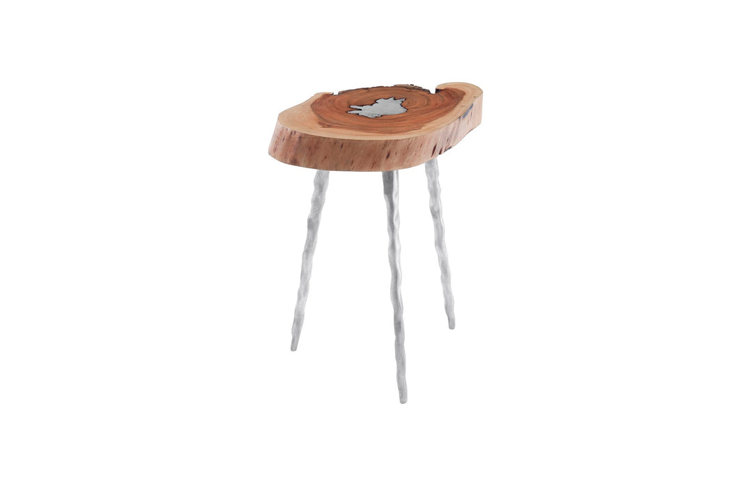 Molten Side Table, SM, Poured Aluminum In Wood - Phillips Collection - AmericanHomeFurniture