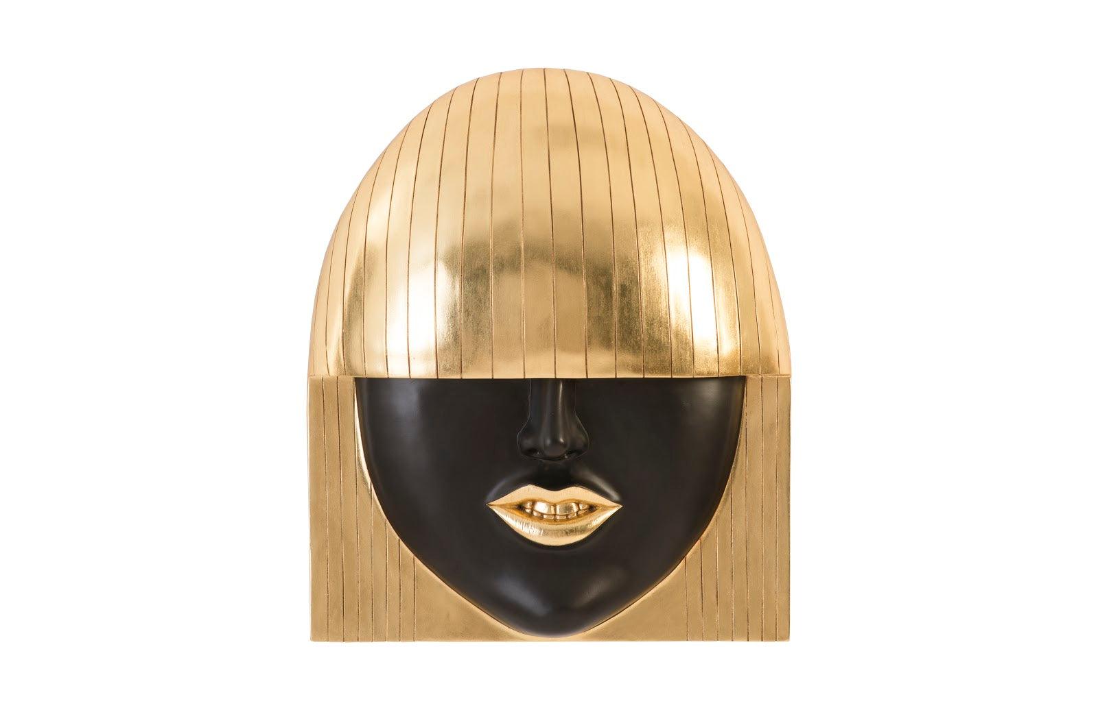 Phillips Collection Fashion Faces Wall Art, Large, Smile, Black and Gold Leaf WALL ACCENTS