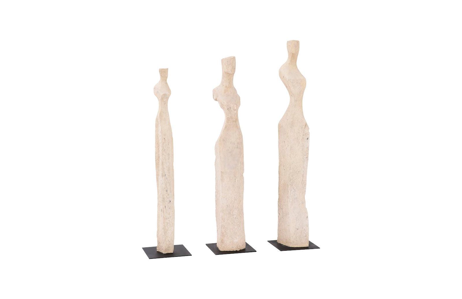 Phillips Collection Cast Women Sculptures, Roman Stone, Set of 3 DECORATIVE OBJECTS