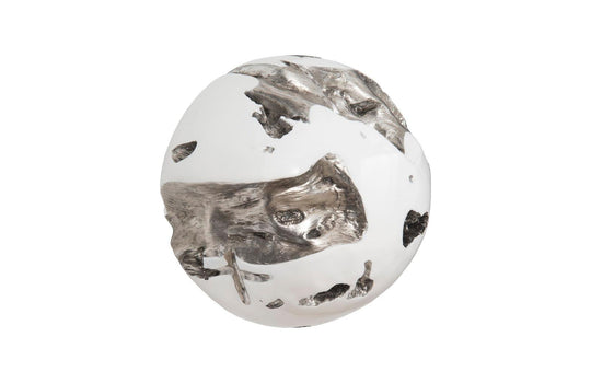 Phillips Collection Cast Root Wall Ball, Silver Leaf, White, LG WALL ACCENTS