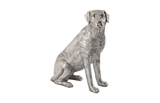 Phillips Collection Labrador Dog, Sitting, Silver Leaf DECORATIVE OBJECTS