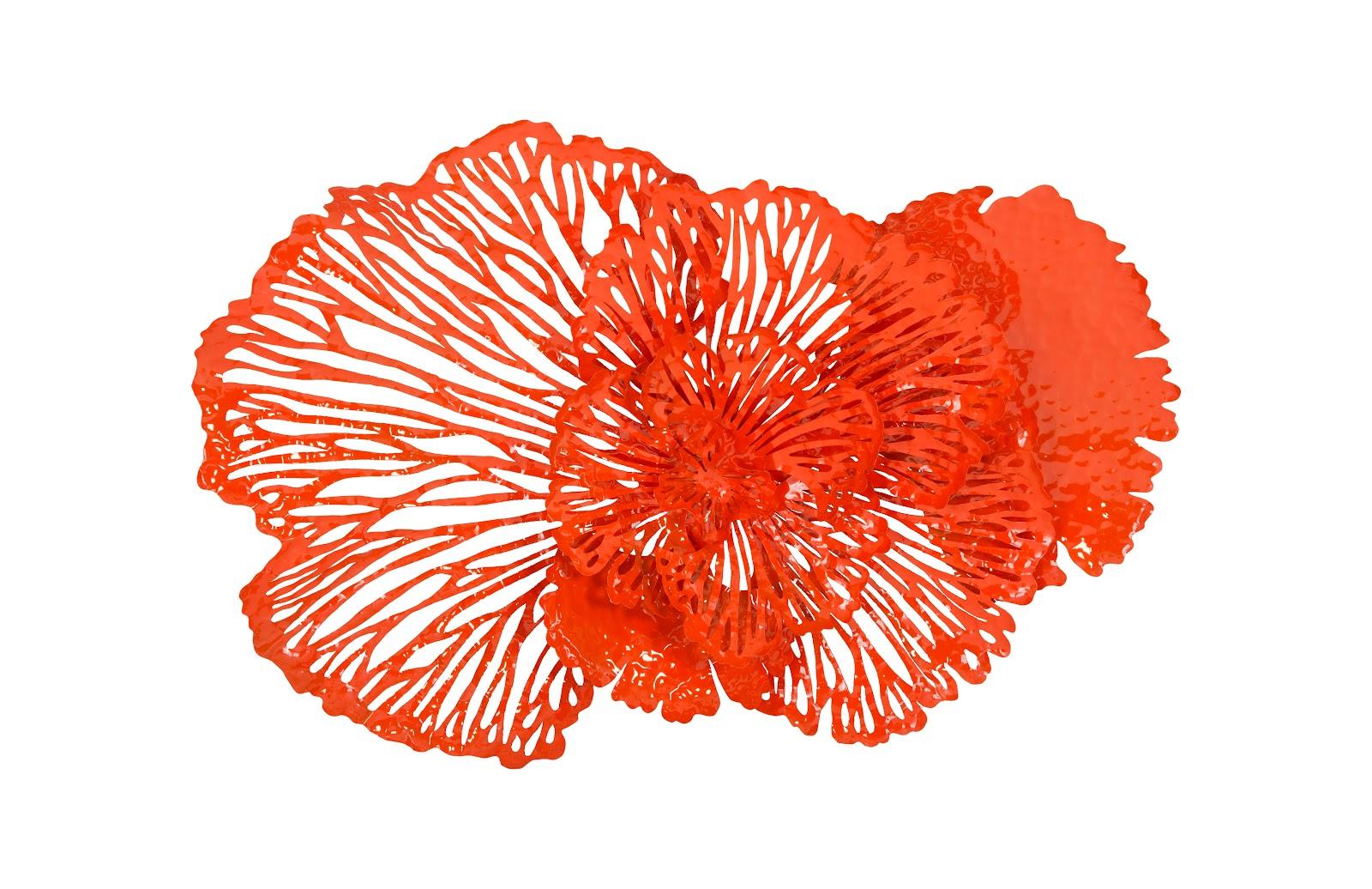 Phillips Collection Flower Wall Art, Medium, Coral, Metal WALL ACCENTS