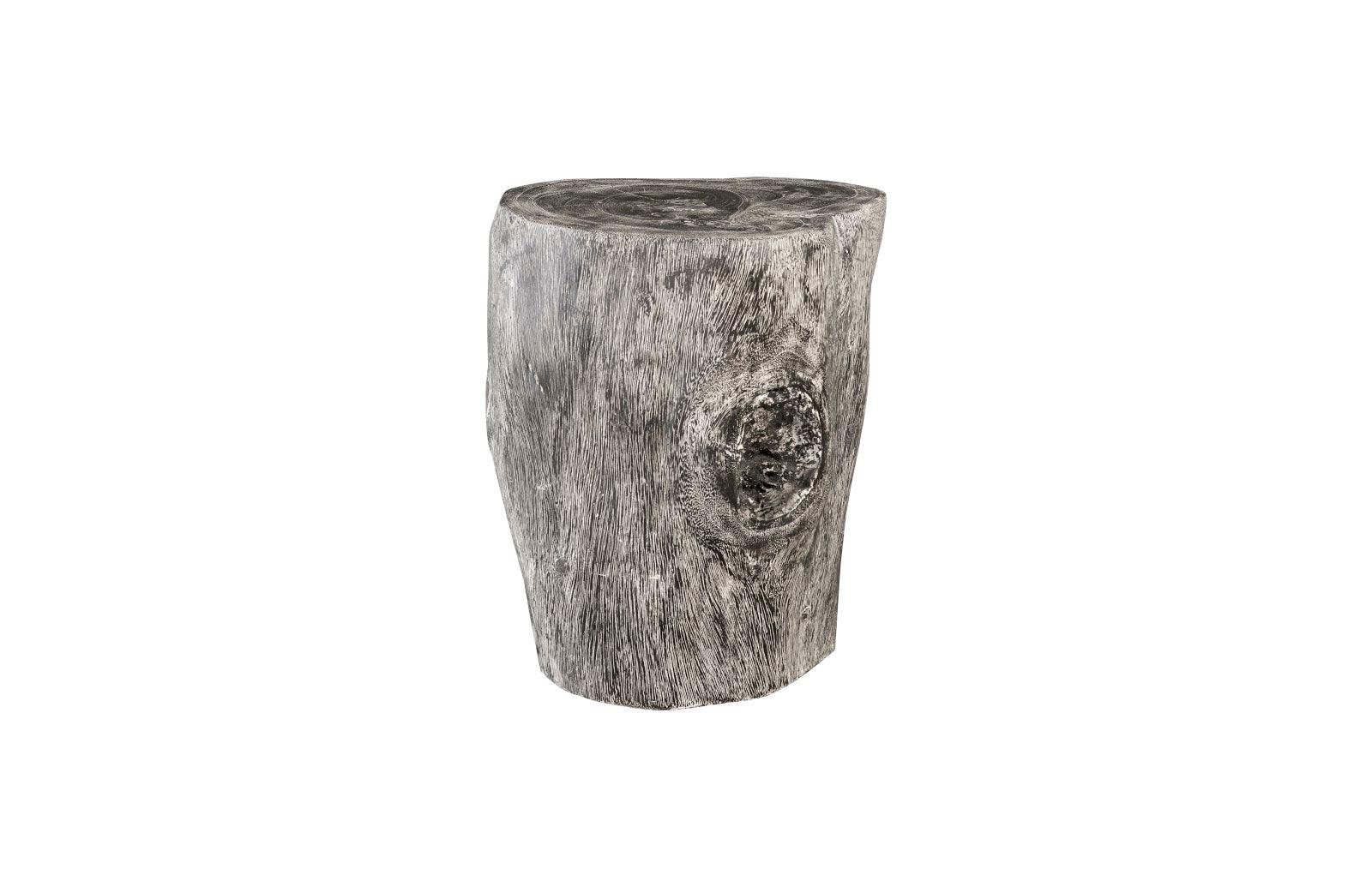 Phillips Collection Stump Stool, Gray Stone Finish, Black OTTOMANS, POUFS, + STOOLS