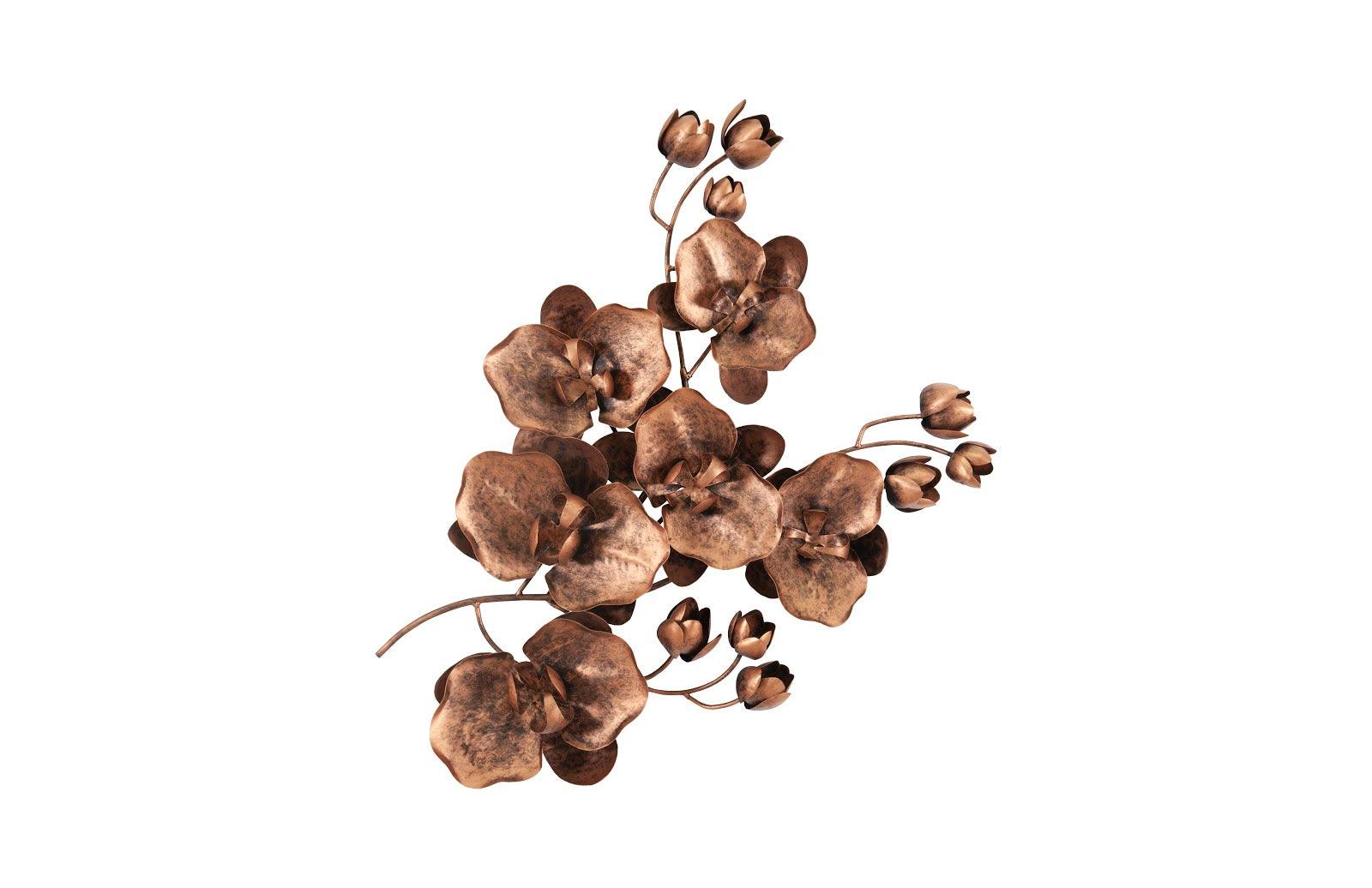 Phillips Collection Orchid Sprig Wall Art, Medium, Metal, Copper/Black WALL ACCENTS