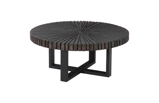 Phillips Collection Chainsaw Coffee Table, Round, Black Iron Cross Base, Black/Copper COFFEE TABLES