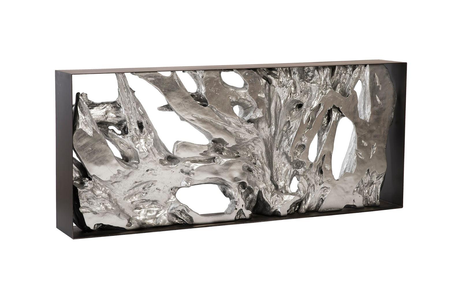 Phillips Collection Cast Root Console Table, Iron Frame, Resin, Silver Leaf CONSOLE TABLES