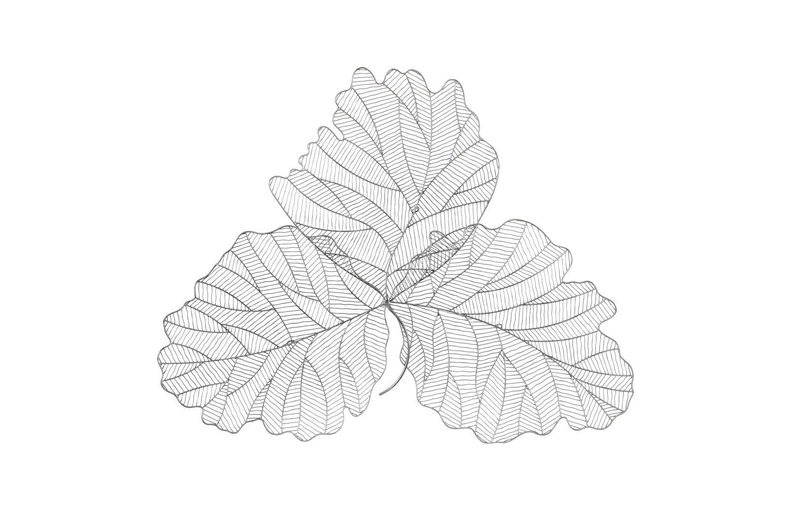Phillips Collection Tri Leaf Wall Art, Large, Metal, Silver/Black WALL ACCENTS
