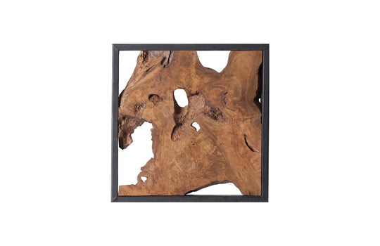 Phillips Collection Framed Slice Wall Tile, Teak Wood, Black Frame WALL ACCENTS