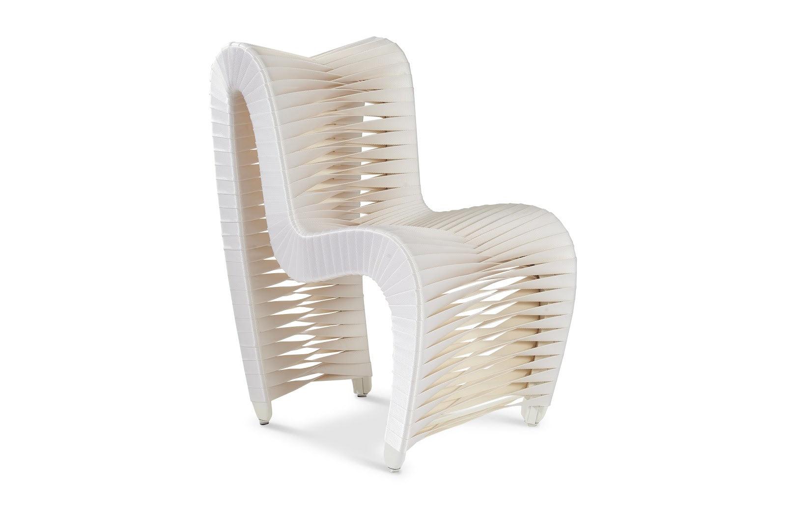 Phillips Collection Seat Belt Dining Chair, White/Off-White - Set of 2 DINING CHAIRS