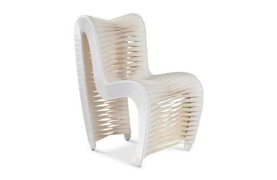 Phillips Collection Seat Belt Dining Chair, White/Off-White - Set of 2 DINING CHAIRS
