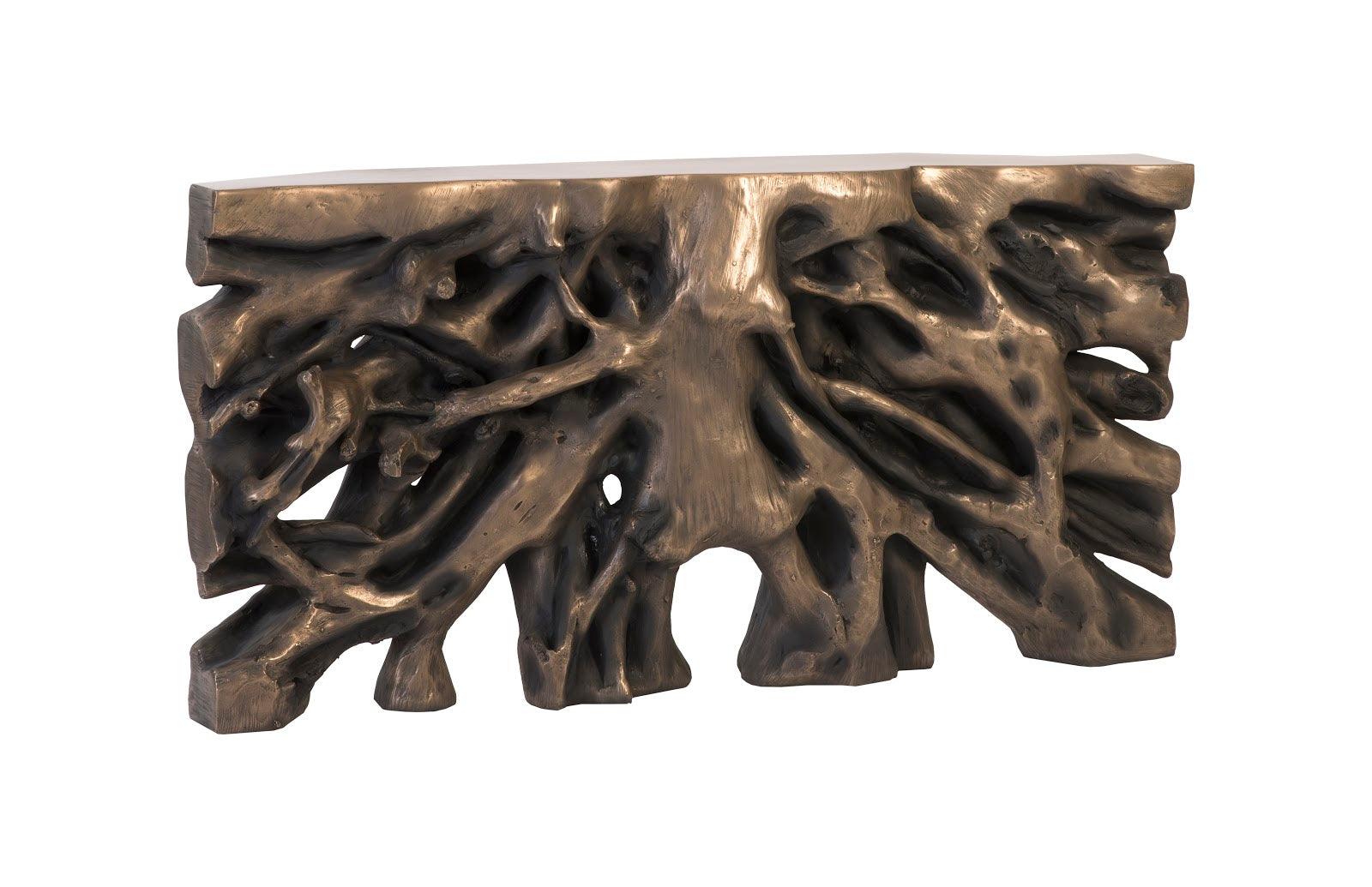 Phillips Collection Square Root Console Table, Resin, Antique Bronze Finish CONSOLE TABLES