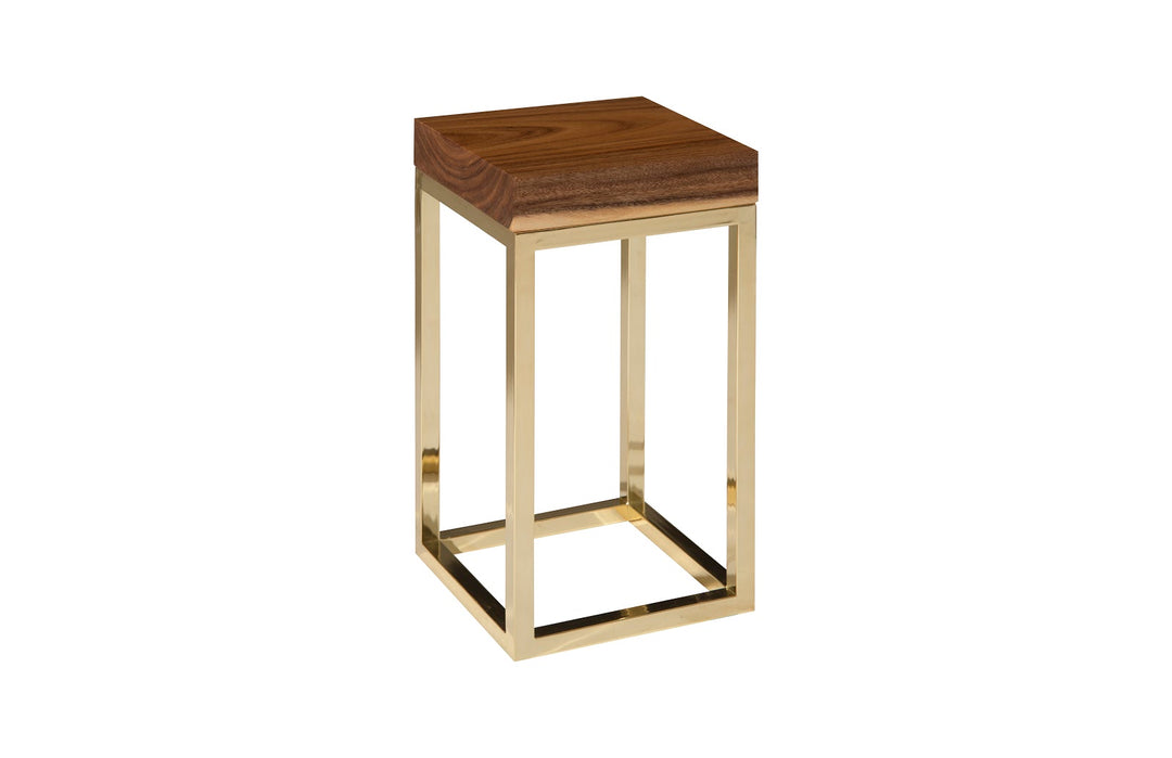Hayden End Table, Natural, Narrow, Square, Plated Brass Base - AmericanHomeFurniture