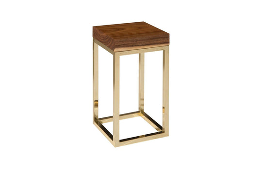 Phillips Collection Hayden End Table, Natural, Narrow, Square, Plated Brass Base ACCENT TABLES