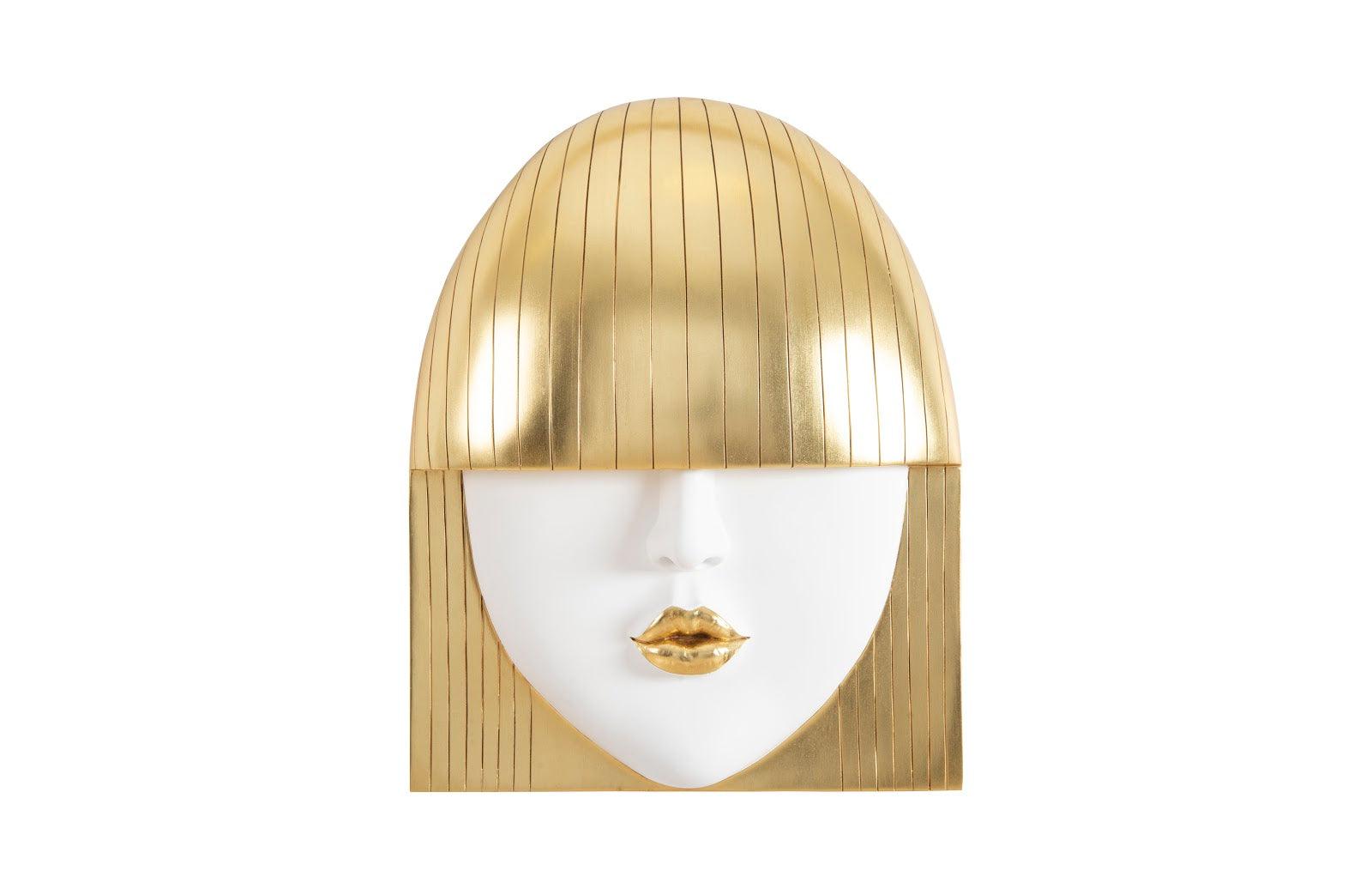 Phillips Collection Fashion Faces Wall Art, Large, Kiss, White and Gold Leaf WALL ACCENTS