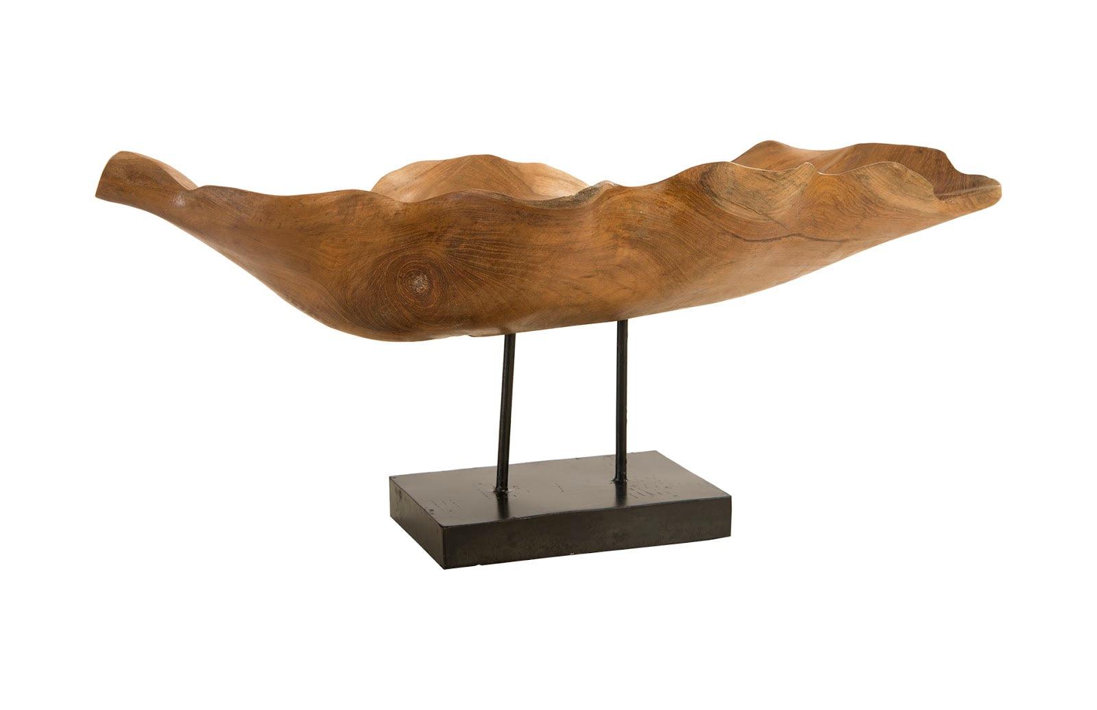 Carved Leaf Sculpture On Stand - Thumbnail 3