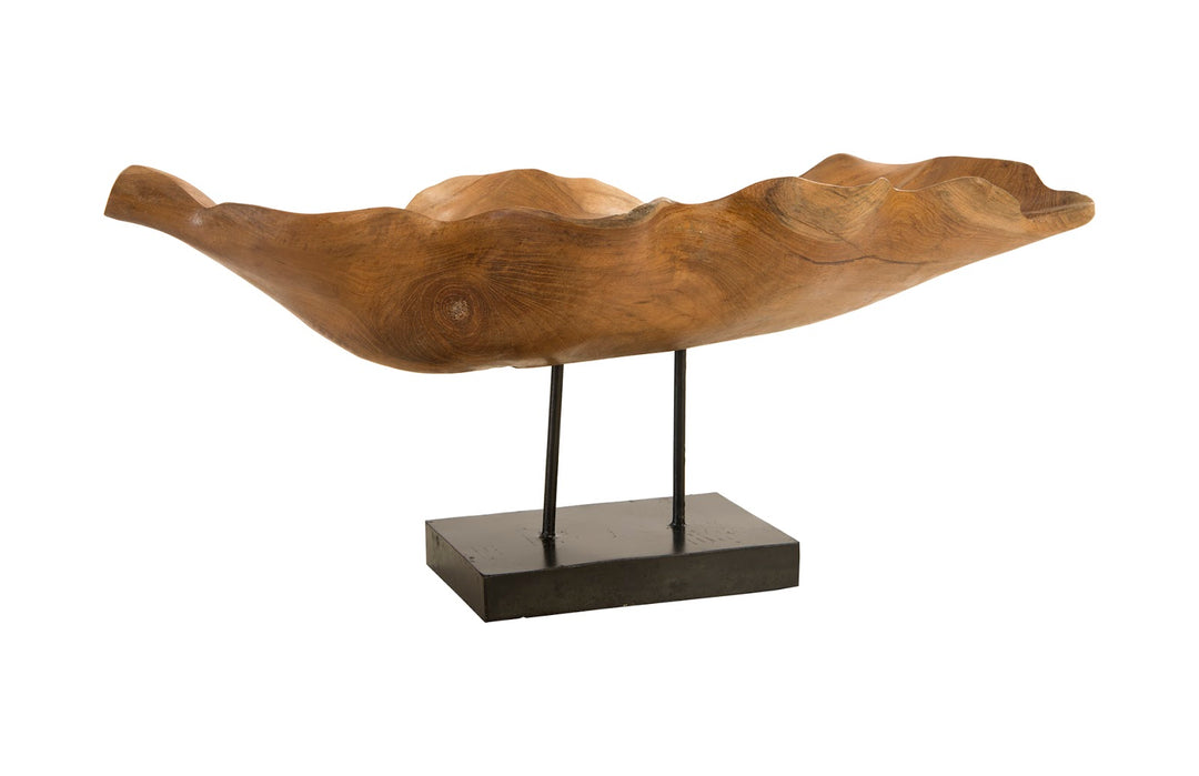 Carved Leaf Sculpture on Stand, Mahogany - Phillips Collection - AmericanHomeFurniture