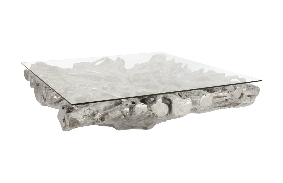 Square Root Coffee Table, With Glass - Phillips Collection - AmericanHomeFurniture