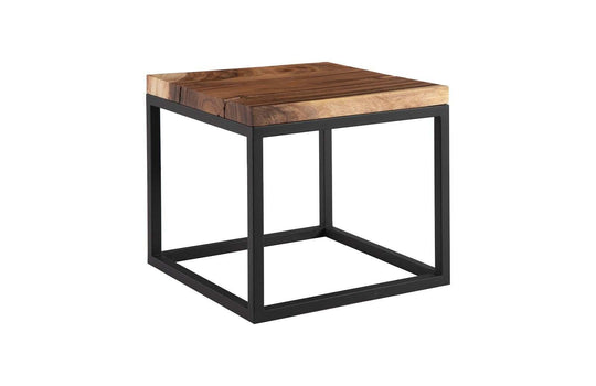 Phillips Collection Martin Side Table, Chamcha Wood, Black Metal Base ACCENT TABLES