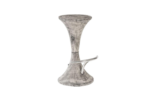 Phillips Collection Marley Bar Stool, Gray Stone Finish, Stainless Steel Foot Rest BAR STOOLS + COUNTER STOOLS