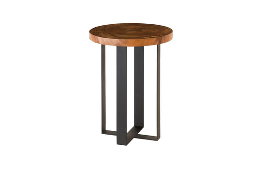 Phillips Collection Chuleta Bar Table on Black Metal Base, Chamcha Wood, Natural BAR + BAR CARTS