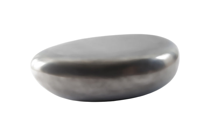 River Stone Coffee Table, Small, Resin, Polished Aluminum Finish - Phillips Collection - AmericanHomeFurniture