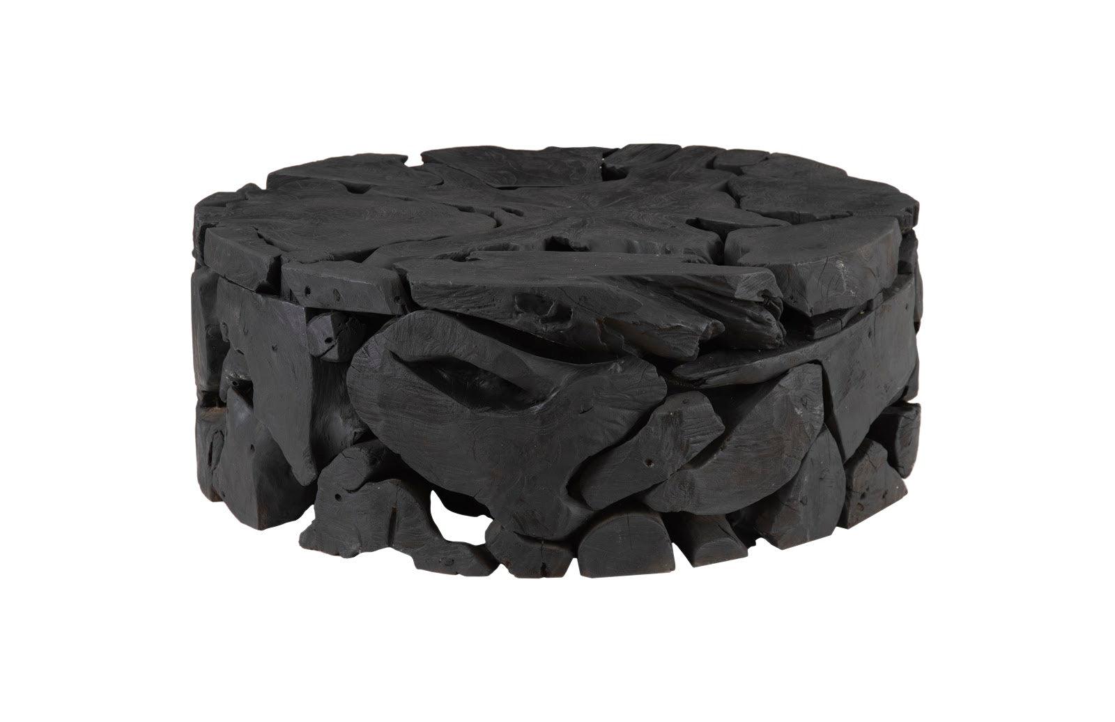 Phillips Collection Teak Chunk Round Coffee Table, Black COFFEE TABLES