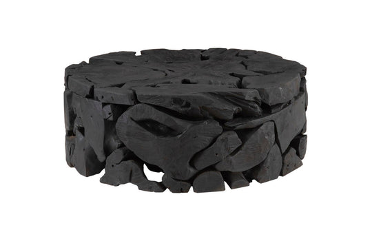 Phillips Collection Teak Chunk Round Coffee Table, Black COFFEE TABLES