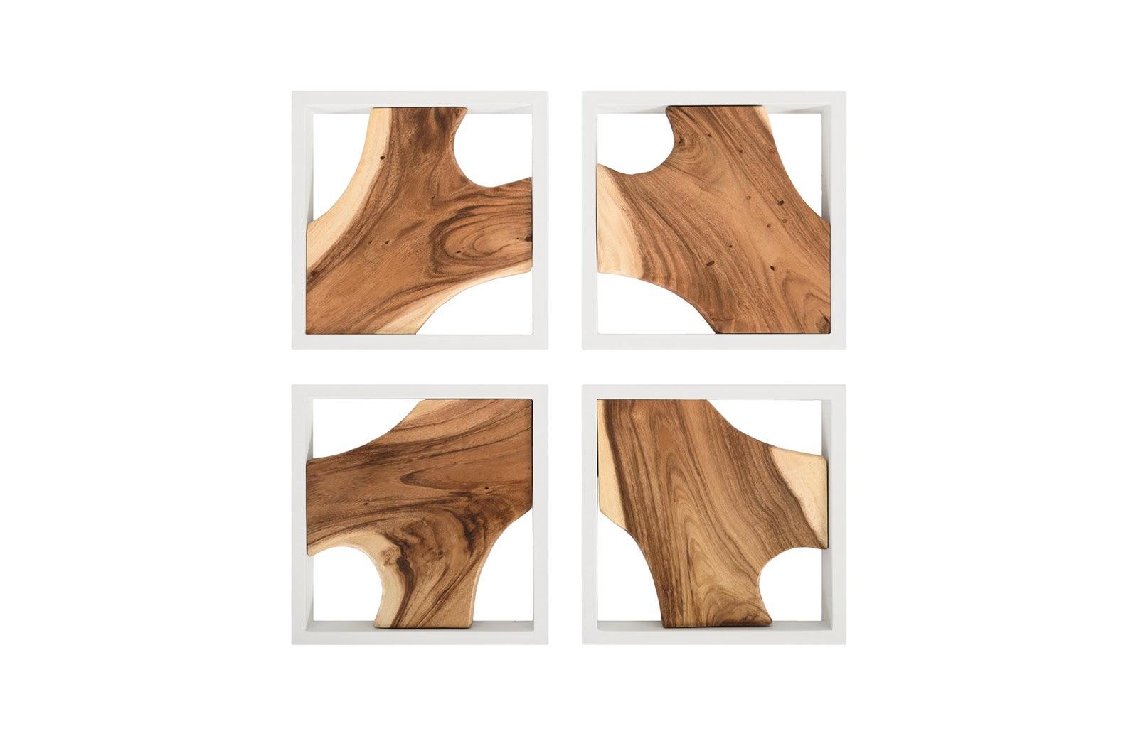Phillips Collection Framed Slice Wall Tile, White Frame   , Set of 4 DECORATIVE OBJECTS