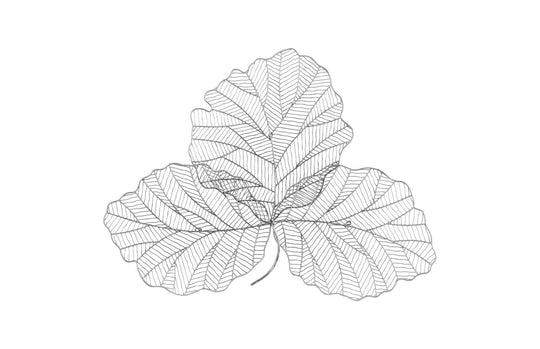 Phillips Collection Tri Leaf Wall Art, Small, Metal, Silver/Black WALL ACCENTS