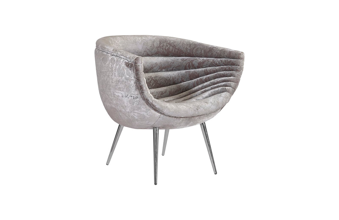 Nouveau Club Chair, Gray Crushed Velvet Fabric, Stainless Steel Legs - Phillips Collection - AmericanHomeFurniture