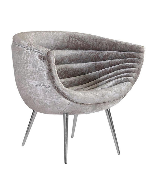Phillips Collection Nouveau Club Chair, Gray Crushed Velvet Fabric, Stainless Steel Legs ACCENT + LOUNGE CHAIRS