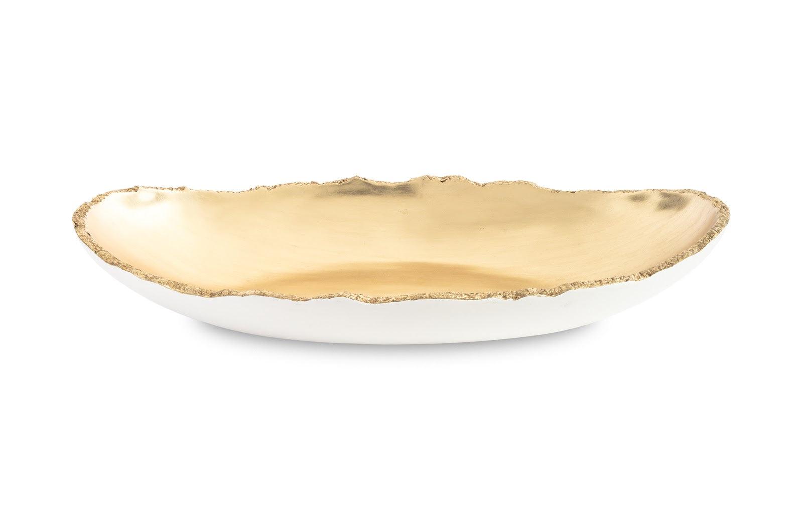 Phillips Collection Broken Egg Bowl, White and Gold Leaf, Extra Large DECORATIVE TRAYS, PLATES, + BOWLS
