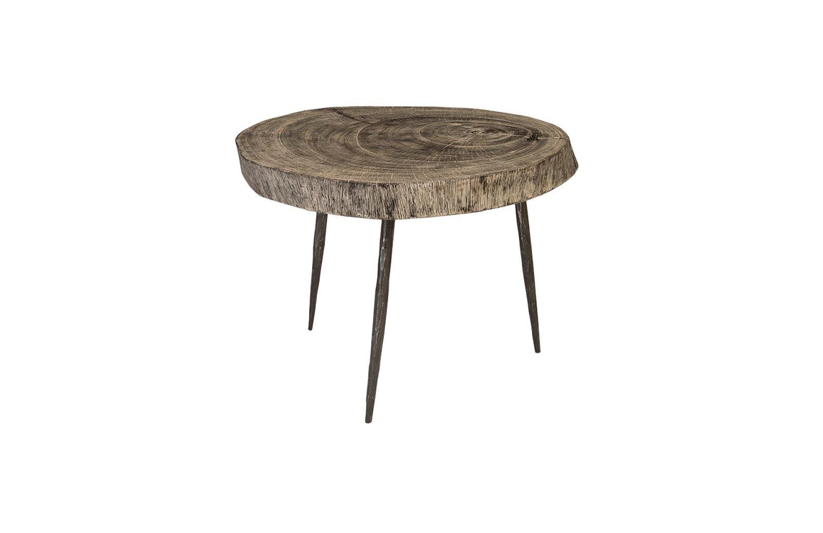 Phillips Collection Crosscut Side Table, Gray Stone, Forged Legs ACCENT TABLES