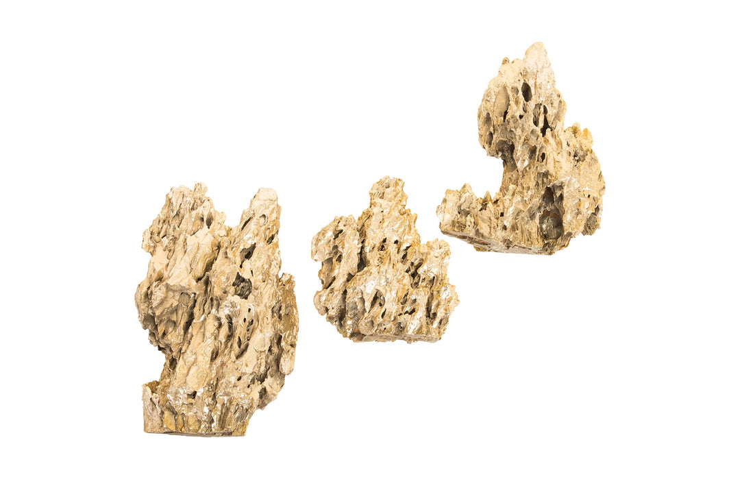 Stalagmite Wall Art Plated Brass, Set of 3,  Assorted Size and Shape - Phillips Collection - AmericanHomeFurniture