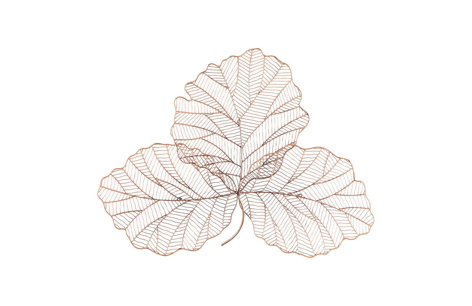 Phillips Collection Tri Leaf Wall Art, Small, Metal, Copper/Black WALL ACCENTS