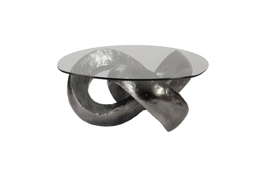 Phillips Collection Trifoil Coffee Table, Liquid Silver w/Glass COFFEE TABLES