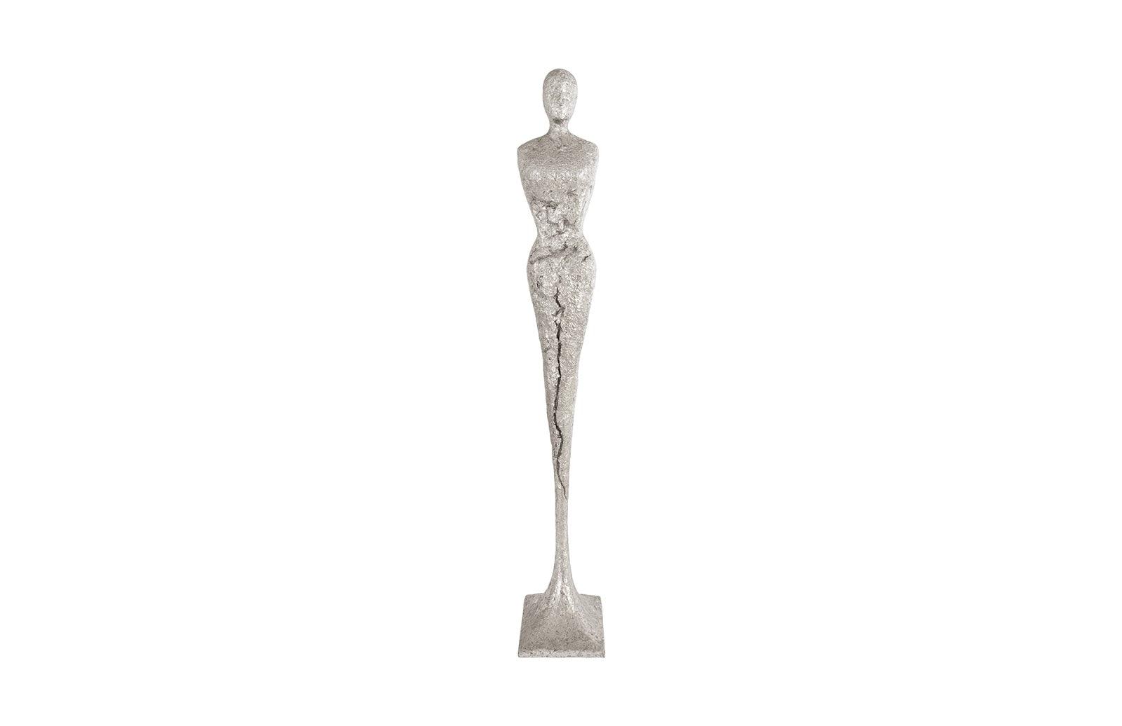 Phillips Collection Tall Chiseled Female Sculpture, Resin, Silver Leaf DECORATIVE OBJECTS